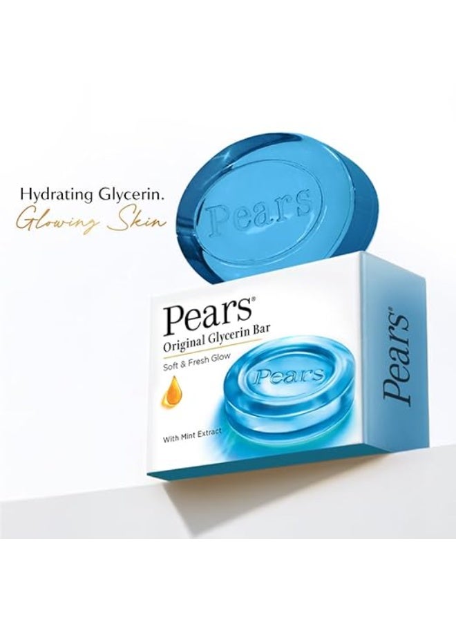 Pears Original Glycerin Soap Bar - Soft & Fresh Glow | With 98% Pure Glycerin & Mint Extract | For a Fresh Glow | With Plant Based Cleanser for Skin & Body | Paraben-free | 125gms x 4 - Image 2